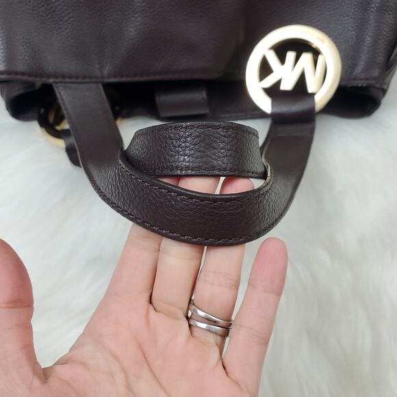 Michael Kors Fulton East West Chocolate Brown Pebbled Leather Tote - Picture 6 of 16